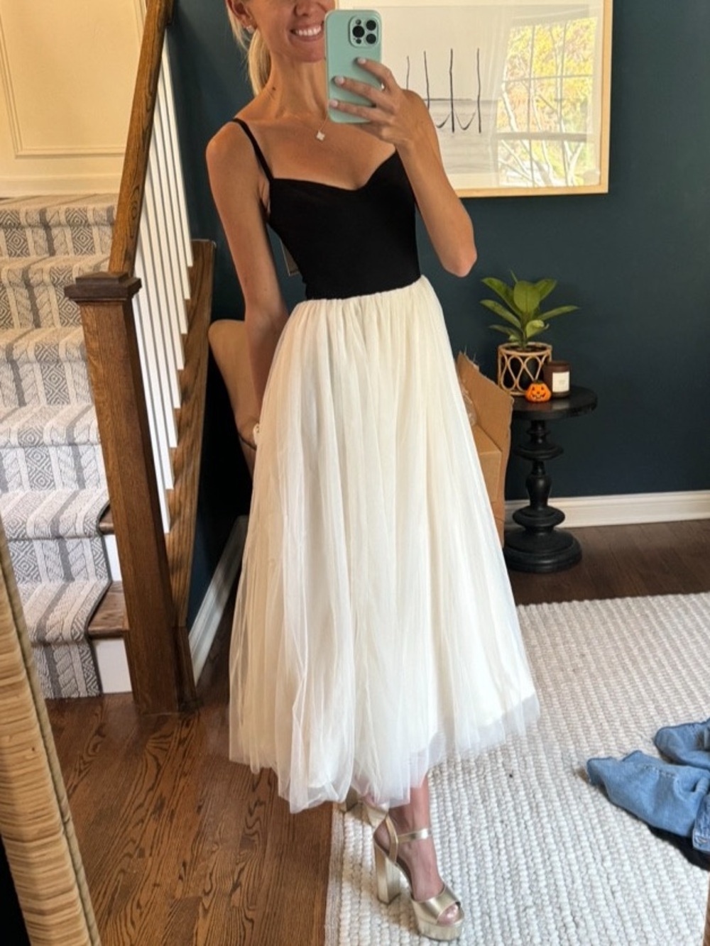 Reformation Esmarie Dress Black With Ivory